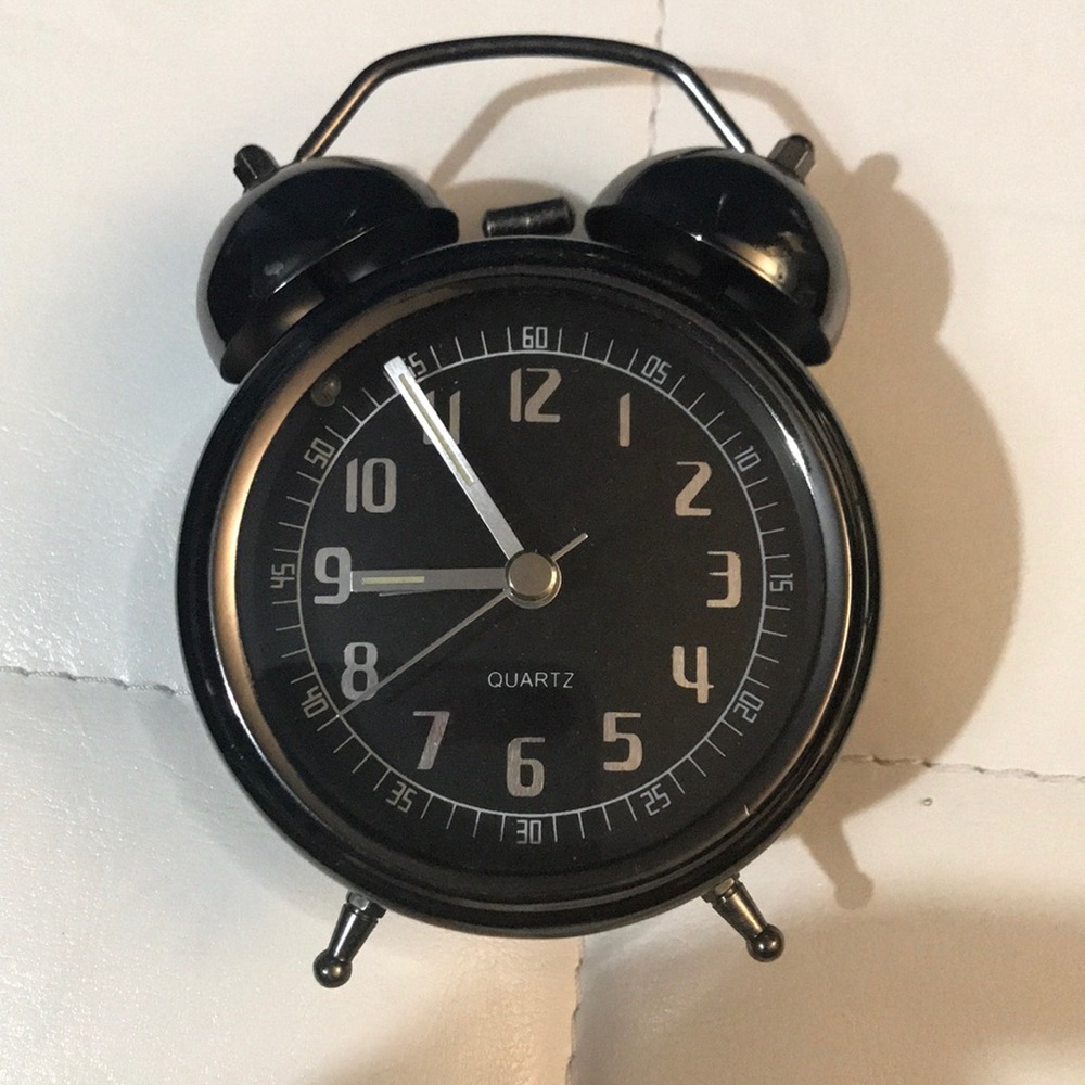 Black Quartz Twin-Bell Alarm Clock - Unbranded